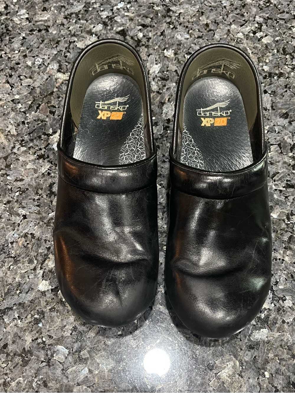 Dansko XP 2.0 Black Leather Slip-On Clogs 38